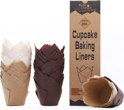 200pcs Natural Tulip Cupcake Liners for Baking Muffin Liners