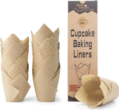 200pcs Natural Tulip Cupcake Liners for Baking Muffin Liners