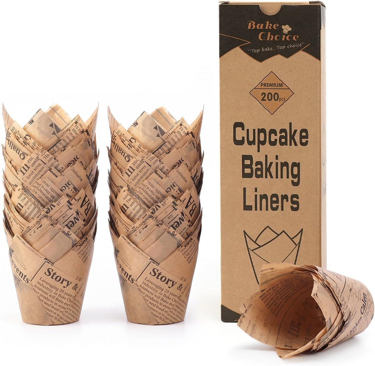200pcs Natural Tulip Cupcake Liners for Baking Muffin Liners