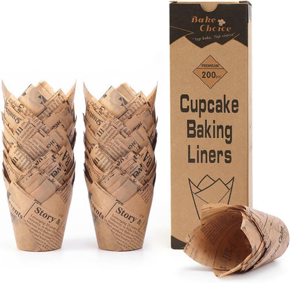 200pcs Natural Tulip Cupcake Liners for Baking Muffin Liners