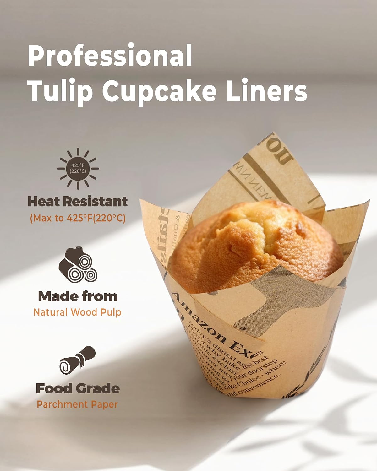 200pcs Natural Tulip Cupcake Liners for Baking Muffin Liners