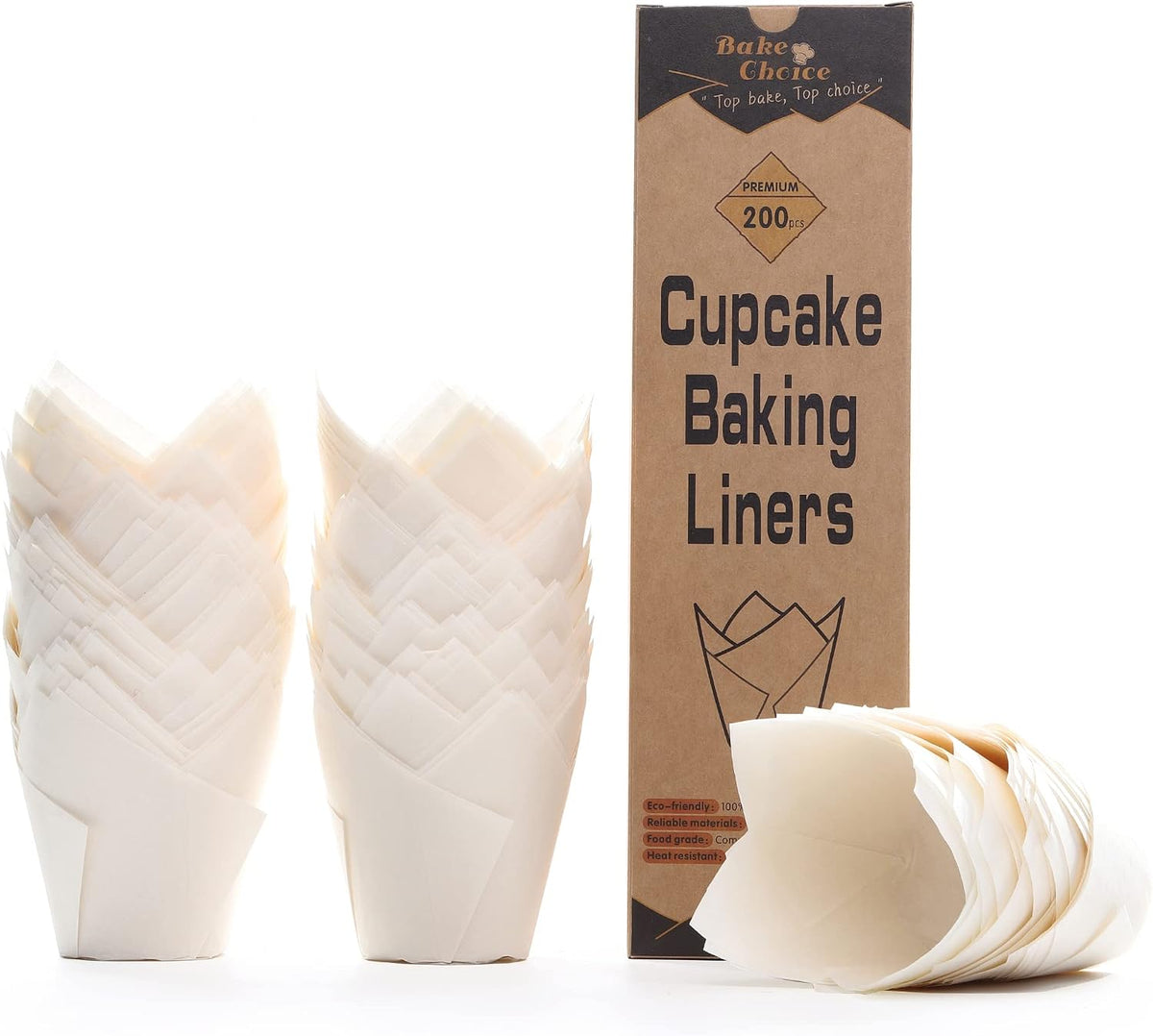 200pcs Natural Tulip Cupcake Liners for Baking Muffin Liners