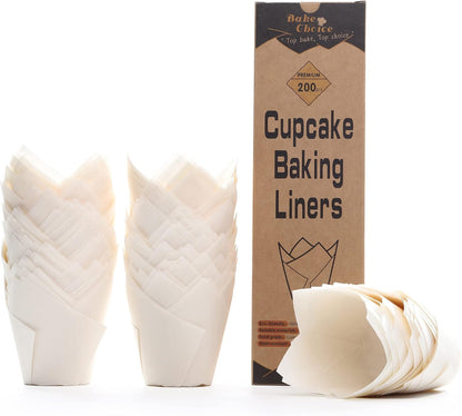 200pcs Natural Tulip Cupcake Liners for Baking Muffin Liners