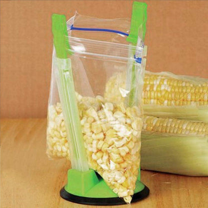 Adjustable Baggy Rack Stand for Food Prep/Ziplock Bag, Food Storage Bags Racks Holder Hand Free Storage Bag Clip for Food Prep Bag Plastic Freezer Bags Kitchen Gadget(Green)