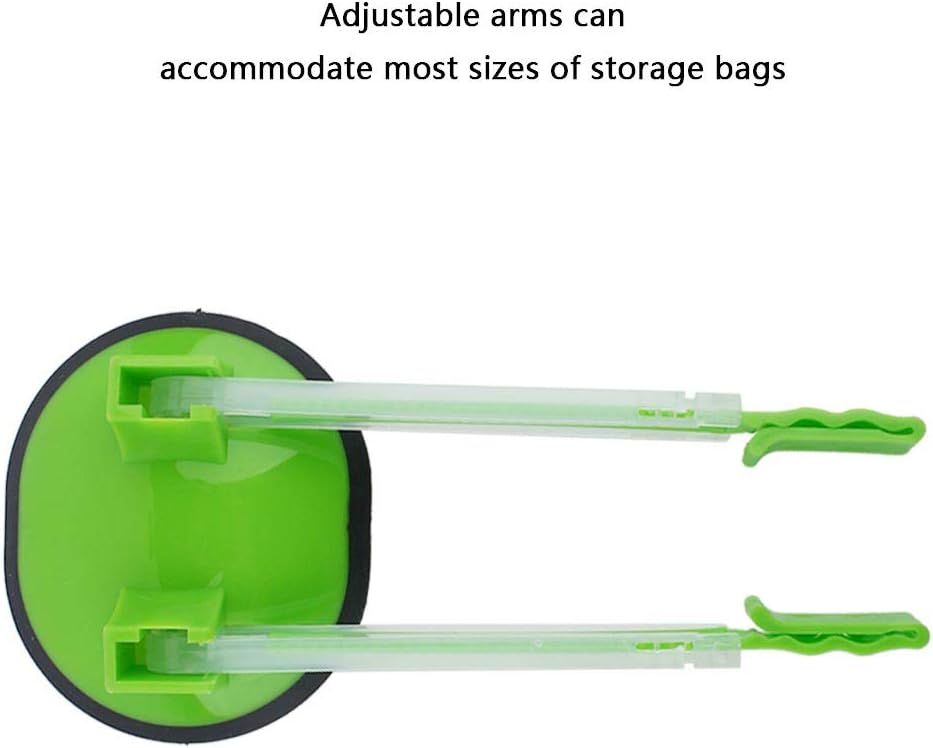 Adjustable Baggy Rack Stand for Food Prep/Ziplock Bag, Food Storage Bags Racks Holder Hand Free Storage Bag Clip for Food Prep Bag Plastic Freezer Bags Kitchen Gadget(Green)