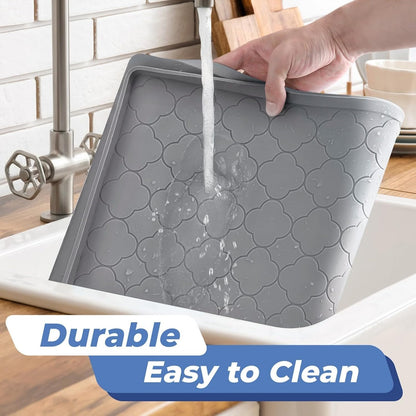 Under Sink Mat 34" x 22" Waterproof Silicone Cabinet Kitchen Liner | Silicone under kitchen sink mat,cabinet protector,bathroom shelf liner,raised edge,anti-slip,easy to clean & dishwasher safe