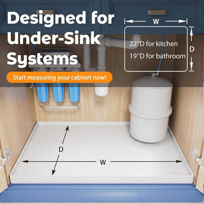 Under Sink Mat 34" x 22" Waterproof Silicone Cabinet Kitchen Liner | Silicone under kitchen sink mat,cabinet protector,bathroom shelf liner,raised edge,anti-slip,easy to clean & dishwasher safe