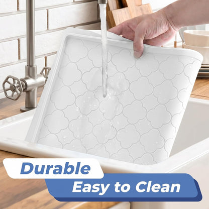 Under Sink Mat 34" x 22" Waterproof Silicone Cabinet Kitchen Liner | Silicone under kitchen sink mat,cabinet protector,bathroom shelf liner,raised edge,anti-slip,easy to clean & dishwasher safe