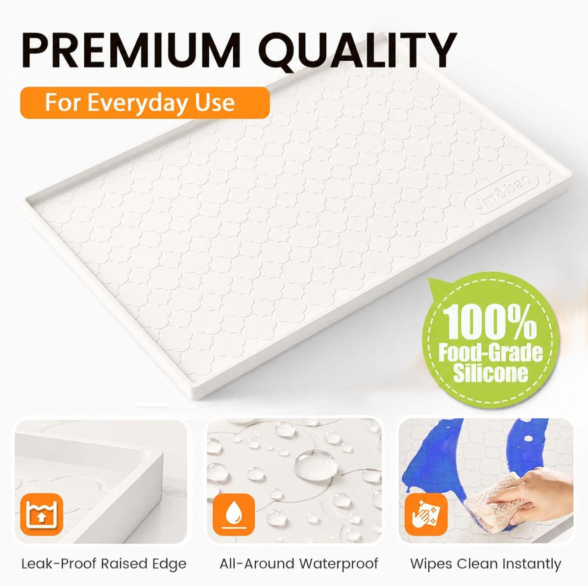 Under Sink Mat 34" x 22" Waterproof Silicone Cabinet Kitchen Liner | Silicone under kitchen sink mat,cabinet protector,bathroom shelf liner,raised edge,anti-slip,easy to clean & dishwasher safe