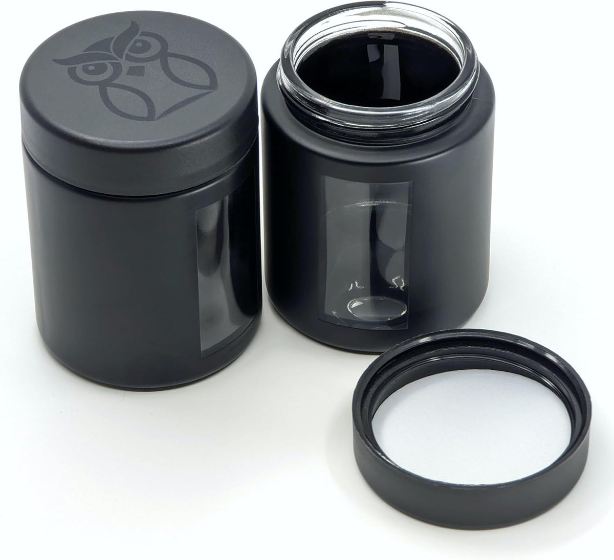 Smell Proof Containers (120mL), Jars with Airtight Lids for Herbs, Spices, Coffee and Tea, Air Tight Glass Storage Jars with UV Protection Glass, (Set of 2) (Matte Black)