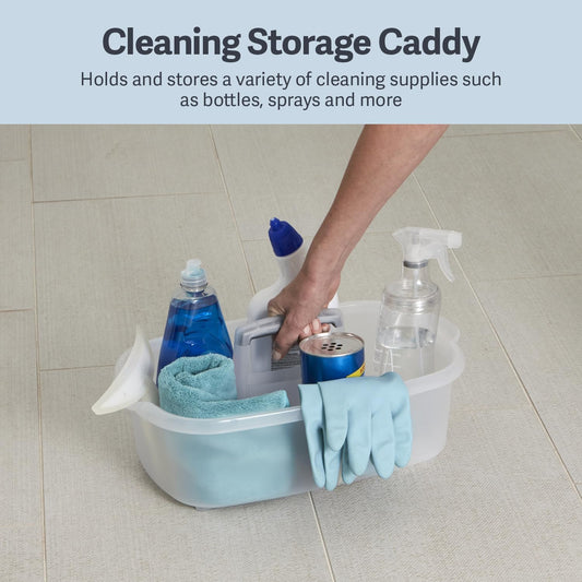 Cleaning Storage Caddy with Handle Plastic Multipurpose Organizer, Rectangle, 1.85-Gallon, Gray