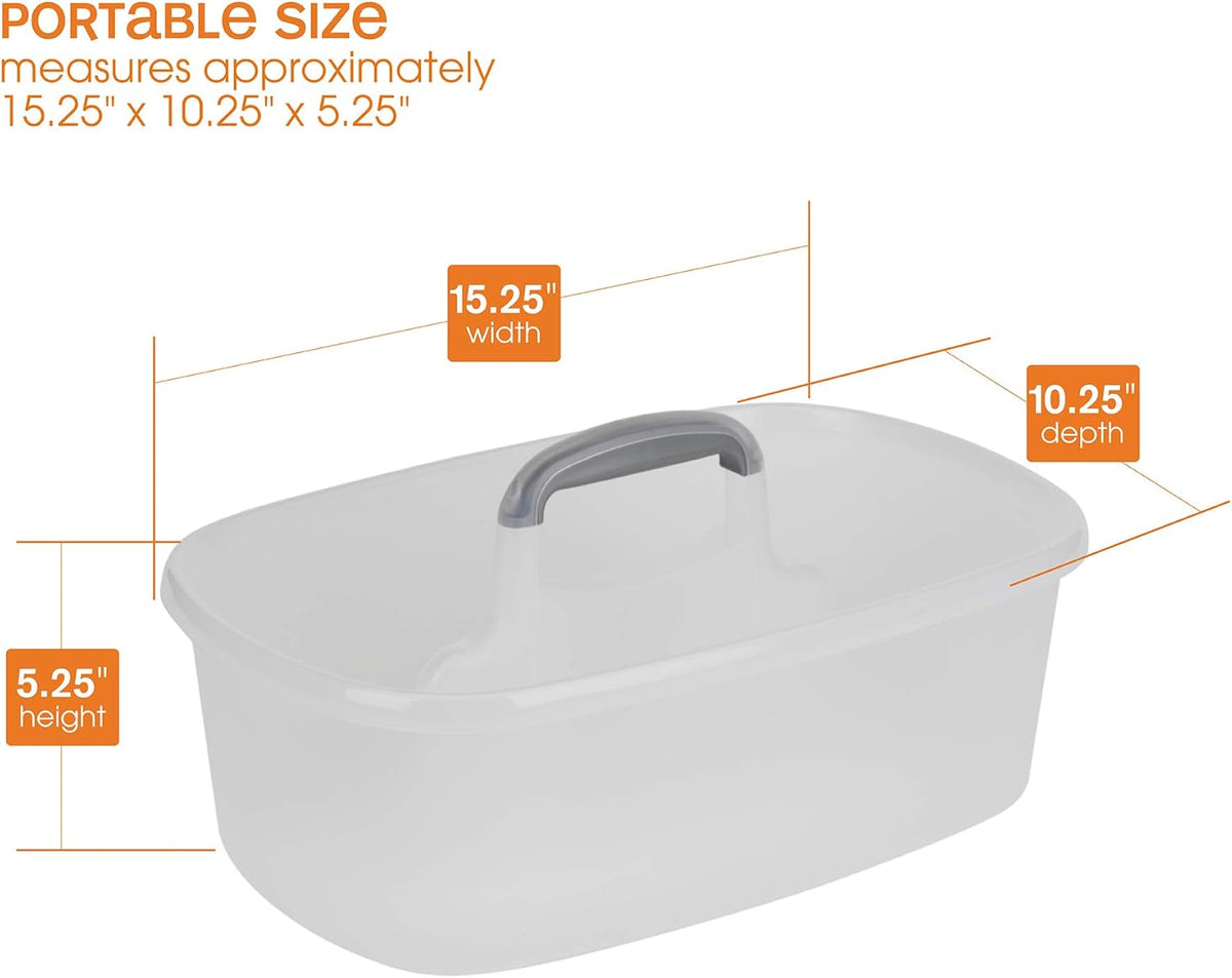Cleaning Storage Caddy with Handle Plastic Multipurpose Organizer, Rectangle, 1.85-Gallon, Gray