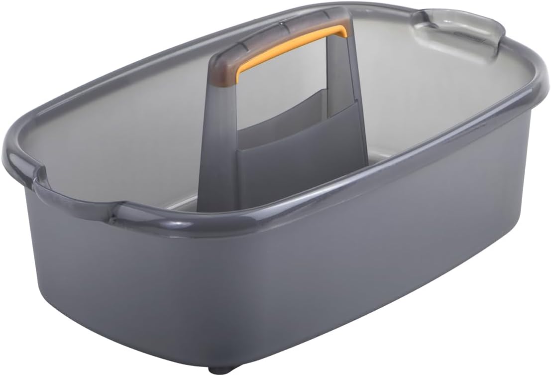 Cleaning Storage Caddy with Handle Plastic Multipurpose Organizer, Rectangle, 1.85-Gallon, Gray
