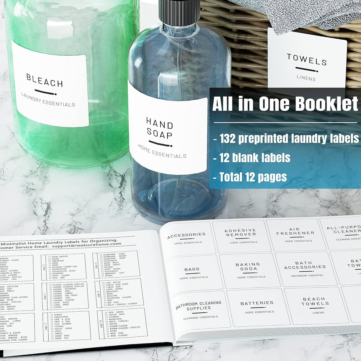 284 Pantry Labels with 112 Expiration Date Labels for Food Containers, Preprinted Stickers Booklet for Storage Bins, Minimalist Kitchen Labels for Organizing