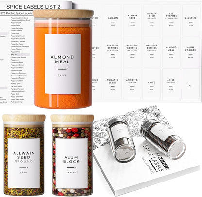 284 Pantry Labels with 112 Expiration Date Labels for Food Containers, Preprinted Stickers Booklet for Storage Bins, Minimalist Kitchen Labels for Organizing