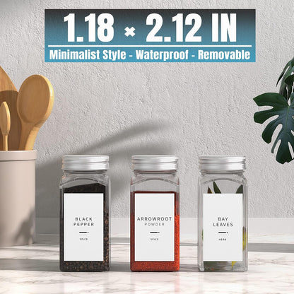 284 Pantry Labels with 112 Expiration Date Labels for Food Containers, Preprinted Stickers Booklet for Storage Bins, Minimalist Kitchen Labels for Organizing