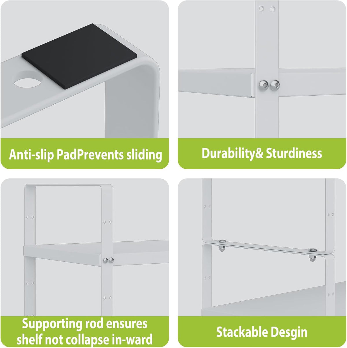 Expandable Cabinet Shelf Organizer Rack, Stackable Kitchen Counter Storage Shelves Stand, Adjustable Height Pantry Shelf Spice Rack(Black-1 Pack, 8.7" D x 15.4-26.8" W x 9.8" H)