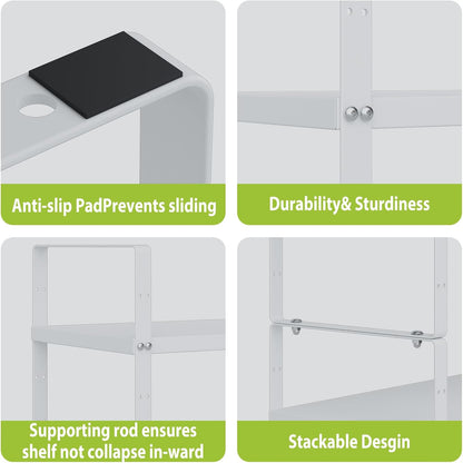 Expandable Cabinet Shelf Organizer Rack, Stackable Kitchen Counter Storage Shelves Stand, Adjustable Height Pantry Shelf Spice Rack(Black-1 Pack, 8.7" D x 15.4-26.8" W x 9.8" H)