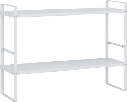 Expandable Cabinet Shelf Organizer Rack, Stackable Kitchen Counter Storage Shelves Stand, Adjustable Height Pantry Shelf Spice Rack(Black-1 Pack, 8.7" D x 15.4-26.8" W x 9.8" H)