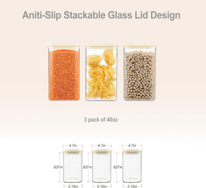 Urban Green Glass Food Storage Jar with Glass Lid, Food Canister Set with Airtight Lids, Pantry Storage Jar for Kitchen Organization. Food Storage Containers in Pack of 6, 16oz.