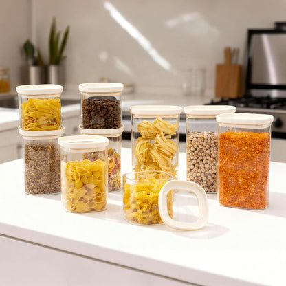 Urban Green Glass Food Storage Jar with Glass Lid, Food Canister Set with Airtight Lids, Pantry Storage Jar for Kitchen Organization. Food Storage Containers in Pack of 6, 16oz.