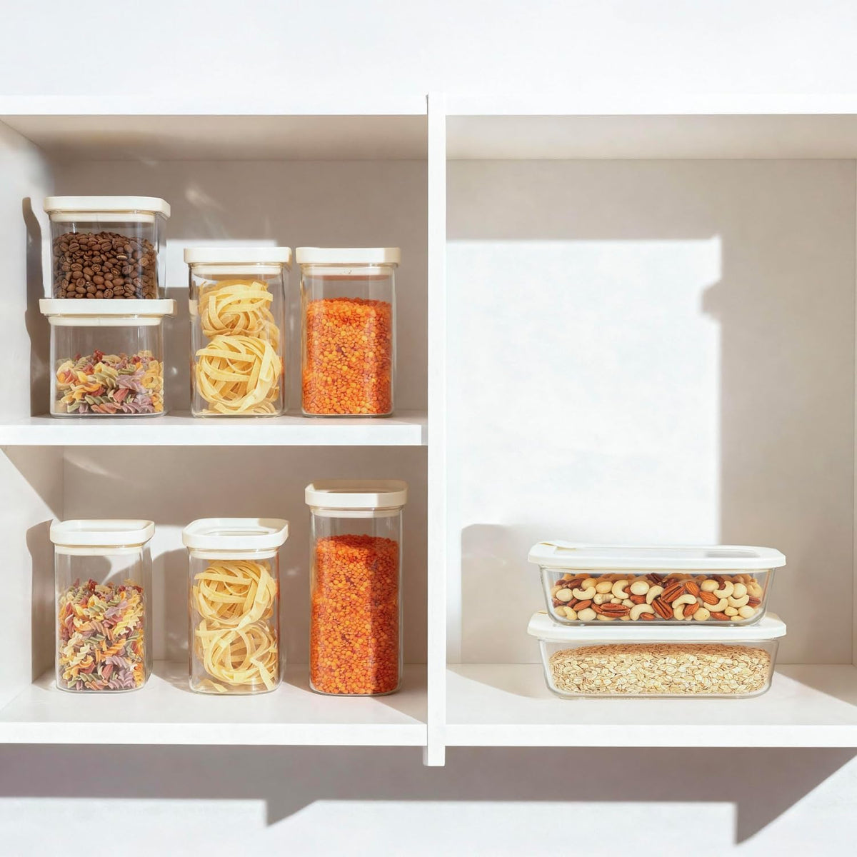 Urban Green Glass Food Storage Jar with Glass Lid, Food Canister Set with Airtight Lids, Pantry Storage Jar for Kitchen Organization. Food Storage Containers in Pack of 6, 16oz.