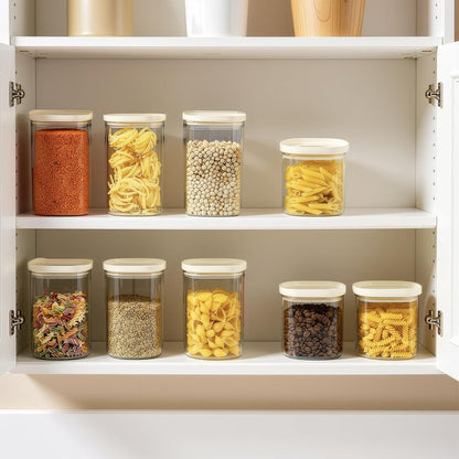 Urban Green Glass Food Storage Jar with Glass Lid, Food Canister Set with Airtight Lids, Pantry Storage Jar for Kitchen Organization. Food Storage Containers in Pack of 6, 16oz.