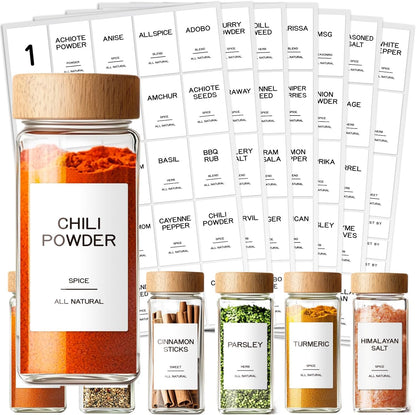 288 Pantry Labels for Food Containers, Preprinted Minimalist Waterproof Stickers for Organizing Storage Bins, Jars and Kitchen