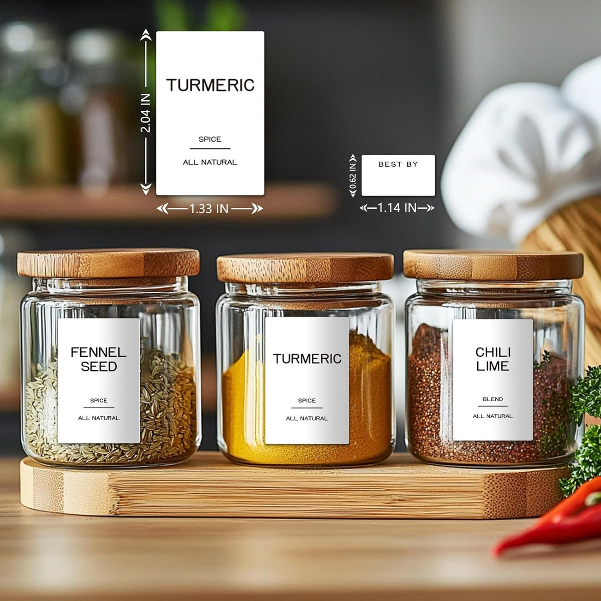 288 Pantry Labels for Food Containers, Preprinted Minimalist Waterproof Stickers for Organizing Storage Bins, Jars and Kitchen