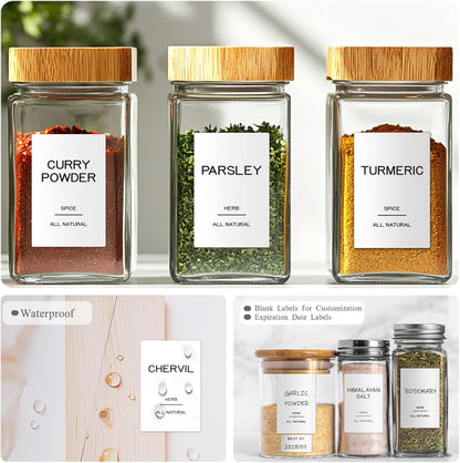 288 Pantry Labels for Food Containers, Preprinted Minimalist Waterproof Stickers for Organizing Storage Bins, Jars and Kitchen