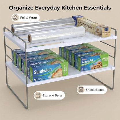 Kitchen Cabinet Organizer, Expandable Kitchen Aluminum Foil and Plastic Wrap Organizers, Sandwich Storage Bags organizer, bottle storage bag under sink organizer for Pantry Organization