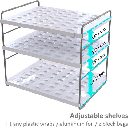 Kitchen Cabinet Organizer, Expandable Kitchen Aluminum Foil and Plastic Wrap Organizers, Sandwich Storage Bags organizer, bottle storage bag under sink organizer for Pantry Organization