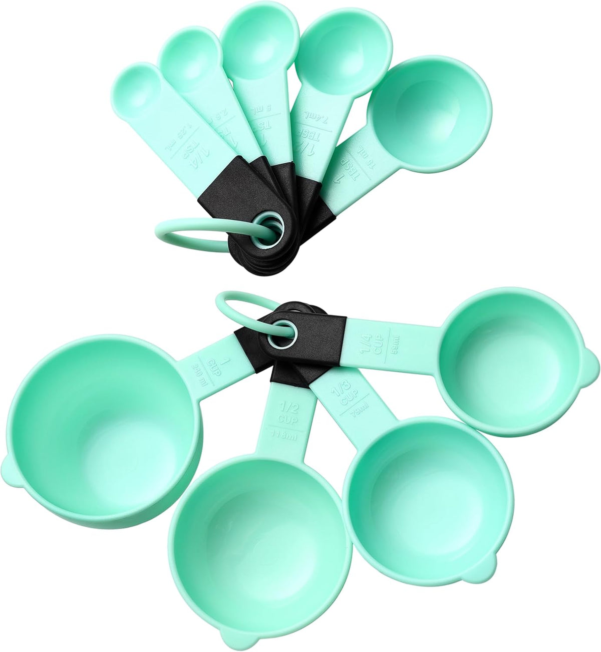 Black Magnetic Measuring Cups & Spoons - 9 pcs - Nesting Design