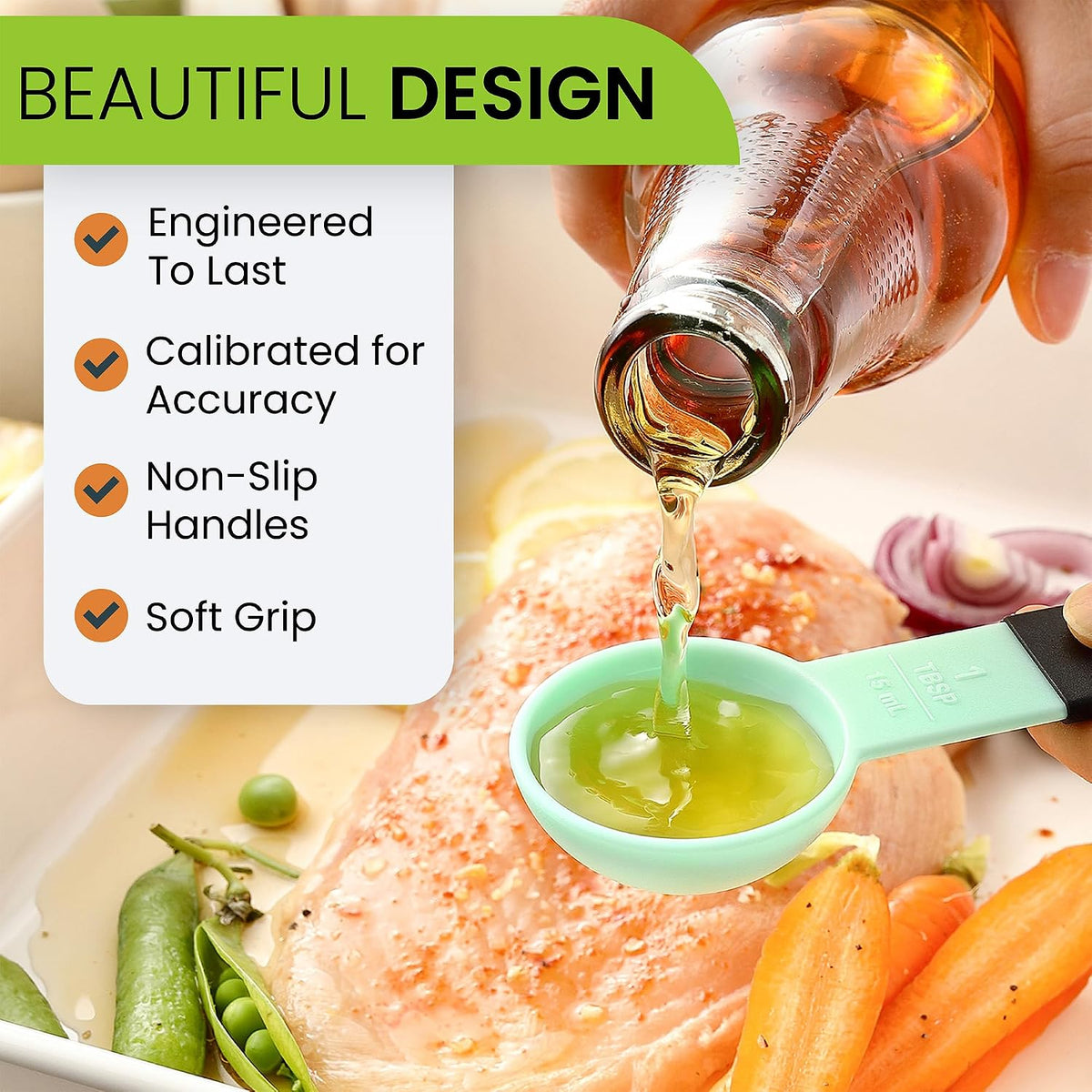 Black Magnetic Measuring Cups & Spoons - 9 pcs - Nesting Design