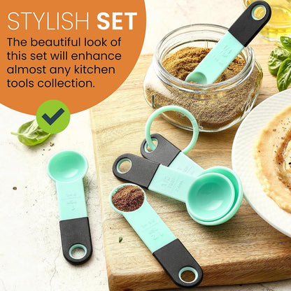 Black Magnetic Measuring Cups & Spoons - 9 pcs - Nesting Design