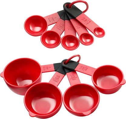 Black Magnetic Measuring Cups & Spoons - 9 pcs - Nesting Design