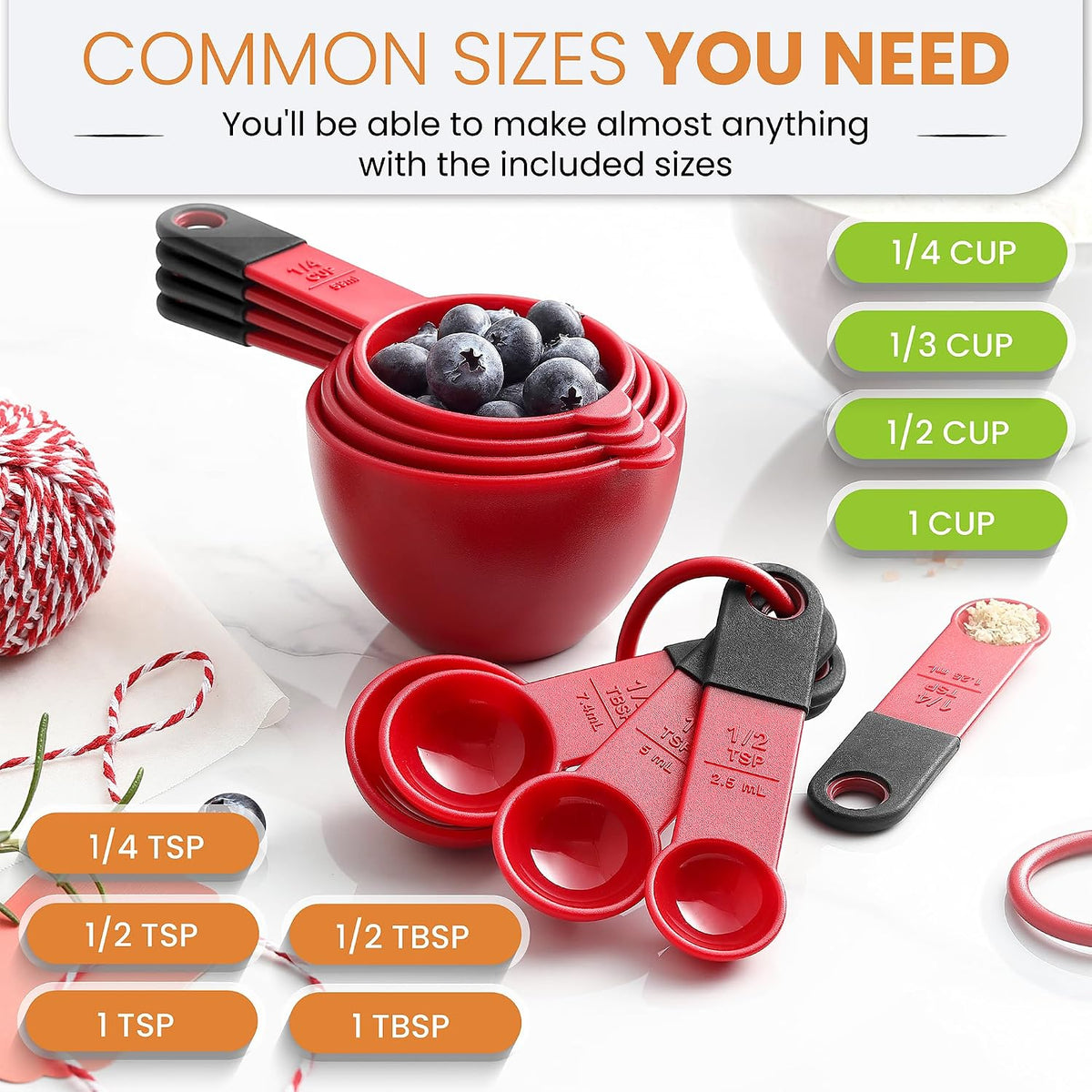 Black Magnetic Measuring Cups & Spoons - 9 pcs - Nesting Design