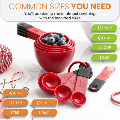 Black Magnetic Measuring Cups & Spoons - 9 pcs - Nesting Design