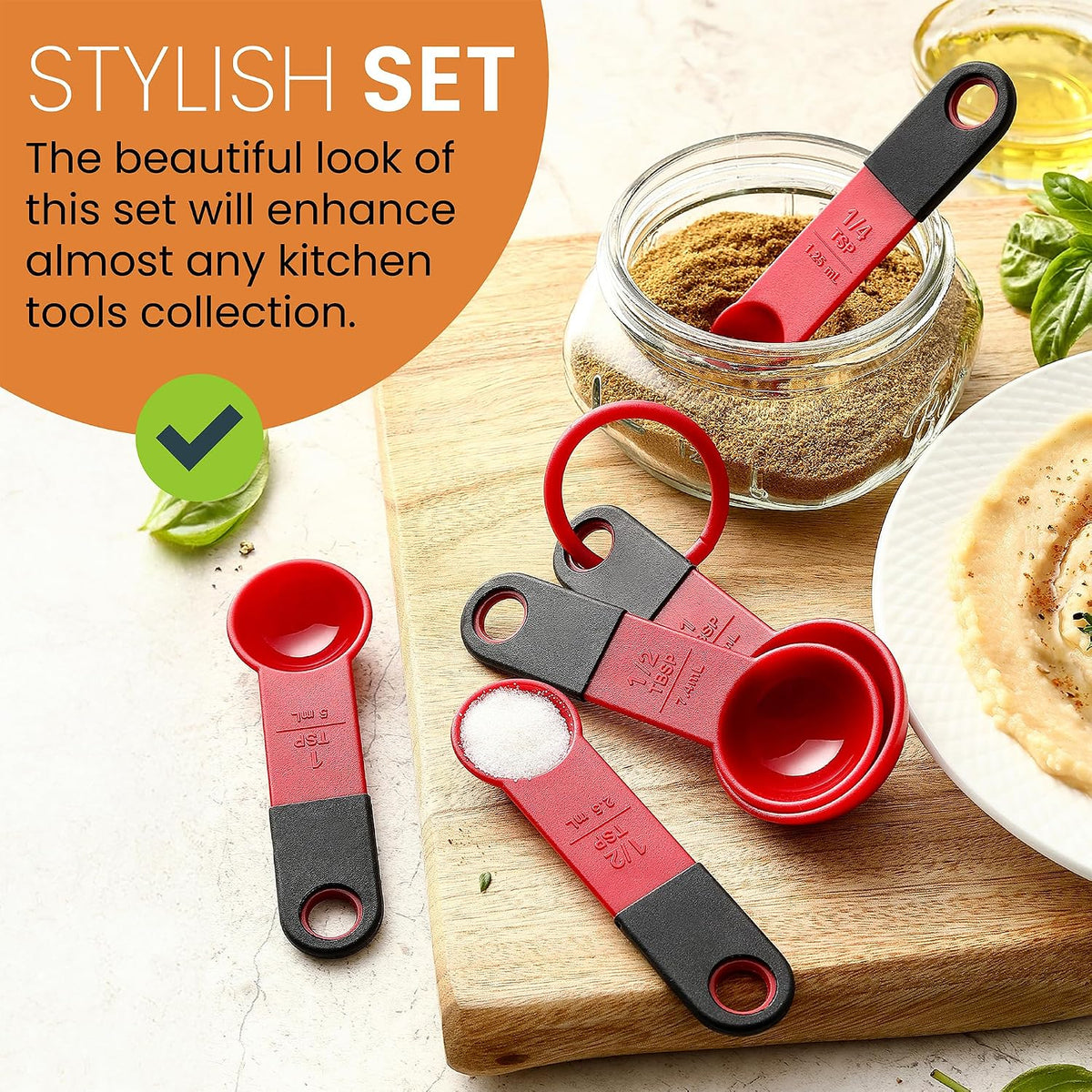 Black Magnetic Measuring Cups & Spoons - 9 pcs - Nesting Design