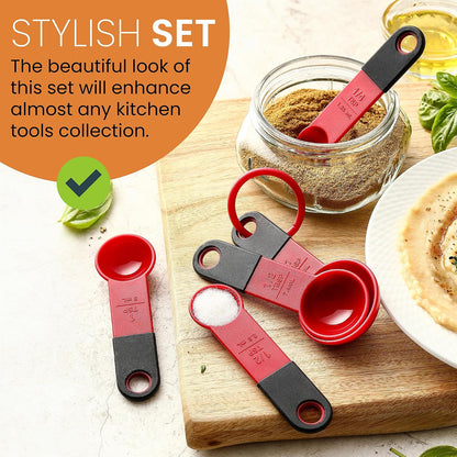 Black Magnetic Measuring Cups & Spoons - 9 pcs - Nesting Design
