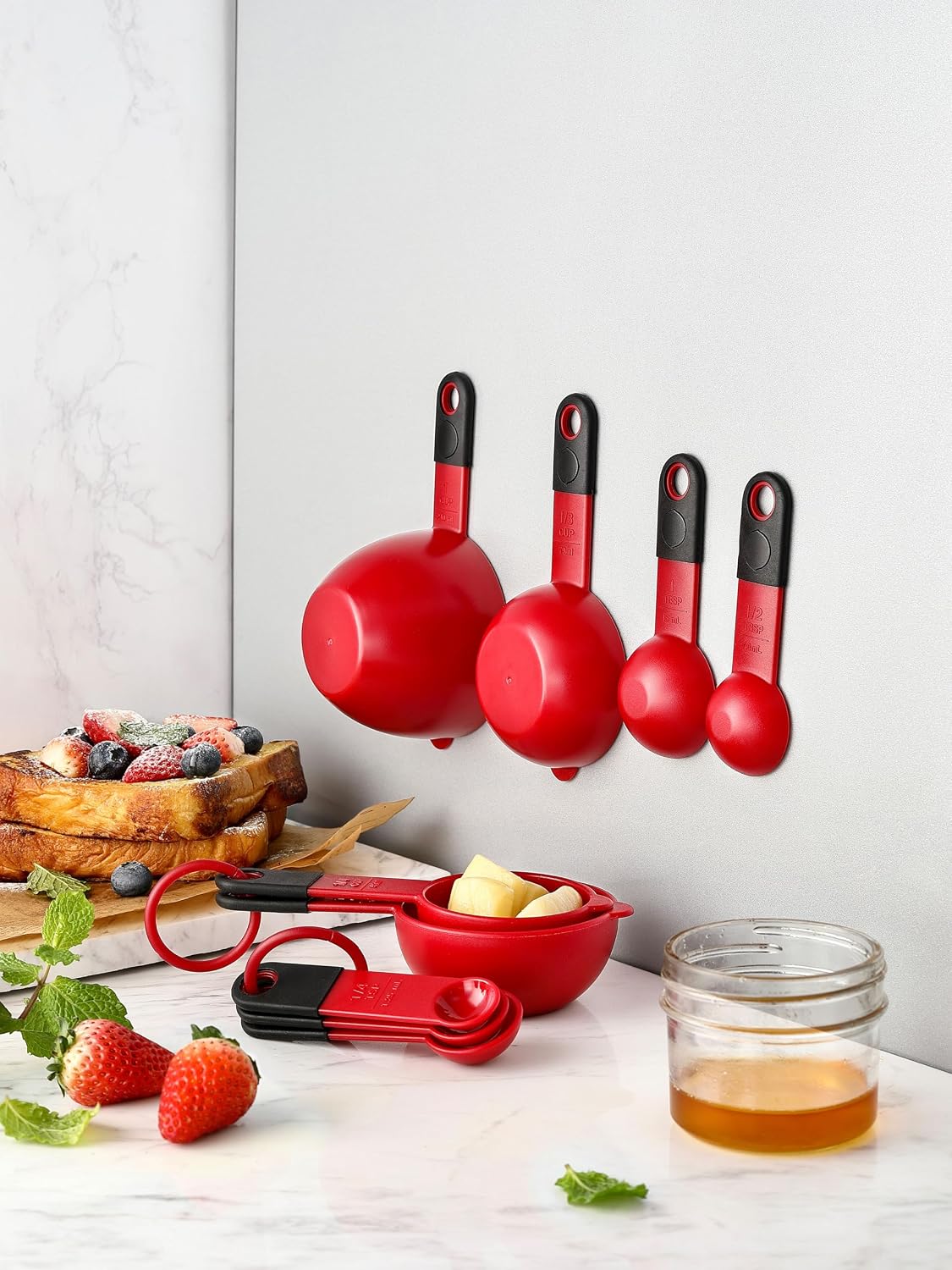 Black Magnetic Measuring Cups & Spoons - 9 pcs - Nesting Design