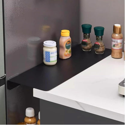 Kitchen Countertop Gap Filler Shelf, Adhesive Extender Shelf, Metal Wall Mounted Floating Shelves for Refrigerator, Desk, Strong No Drill Storage Organizer for Small Spaces(20x10cm/7.9x3.9in, Black)