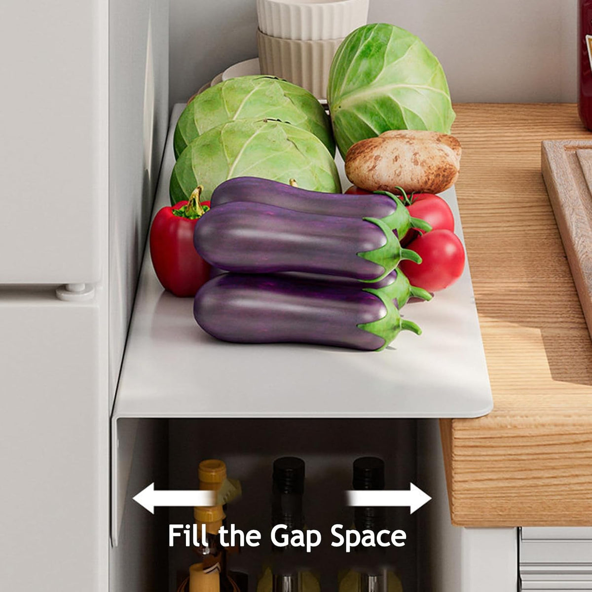 Kitchen Countertop Gap Filler Shelf, Adhesive Extender Shelf, Metal Wall Mounted Floating Shelves for Refrigerator, Desk, Strong No Drill Storage Organizer for Small Spaces(20x10cm/7.9x3.9in, Black)