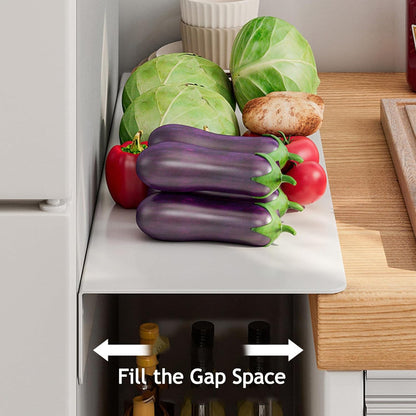Kitchen Countertop Gap Filler Shelf, Adhesive Extender Shelf, Metal Wall Mounted Floating Shelves for Refrigerator, Desk, Strong No Drill Storage Organizer for Small Spaces(20x10cm/7.9x3.9in, Black)