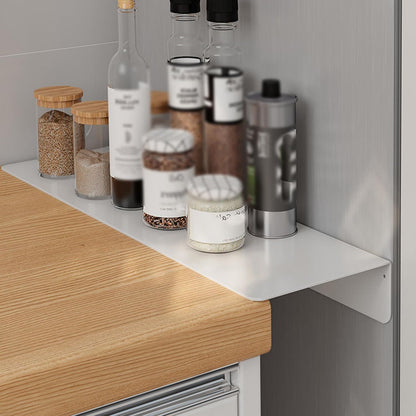 Kitchen Countertop Gap Filler Shelf, Adhesive Extender Shelf, Metal Wall Mounted Floating Shelves for Refrigerator, Desk, Strong No Drill Storage Organizer for Small Spaces(20x10cm/7.9x3.9in, Black)