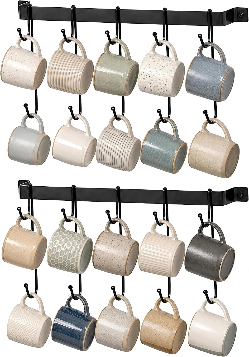17" Coffee Mug Hook Rack Wall Mounted Set of 2