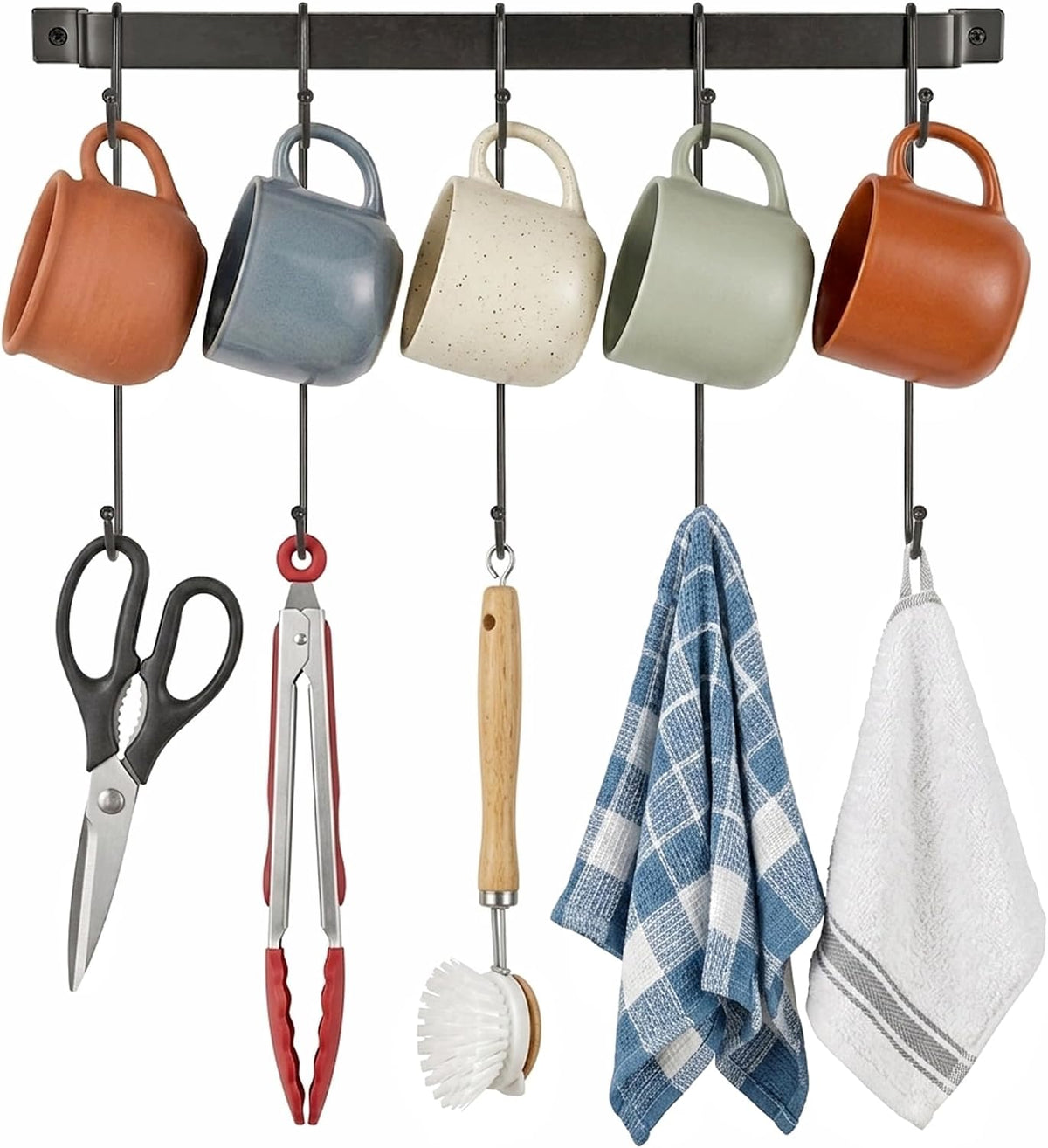 17" Coffee Mug Hook Rack Wall Mounted Set of 2
