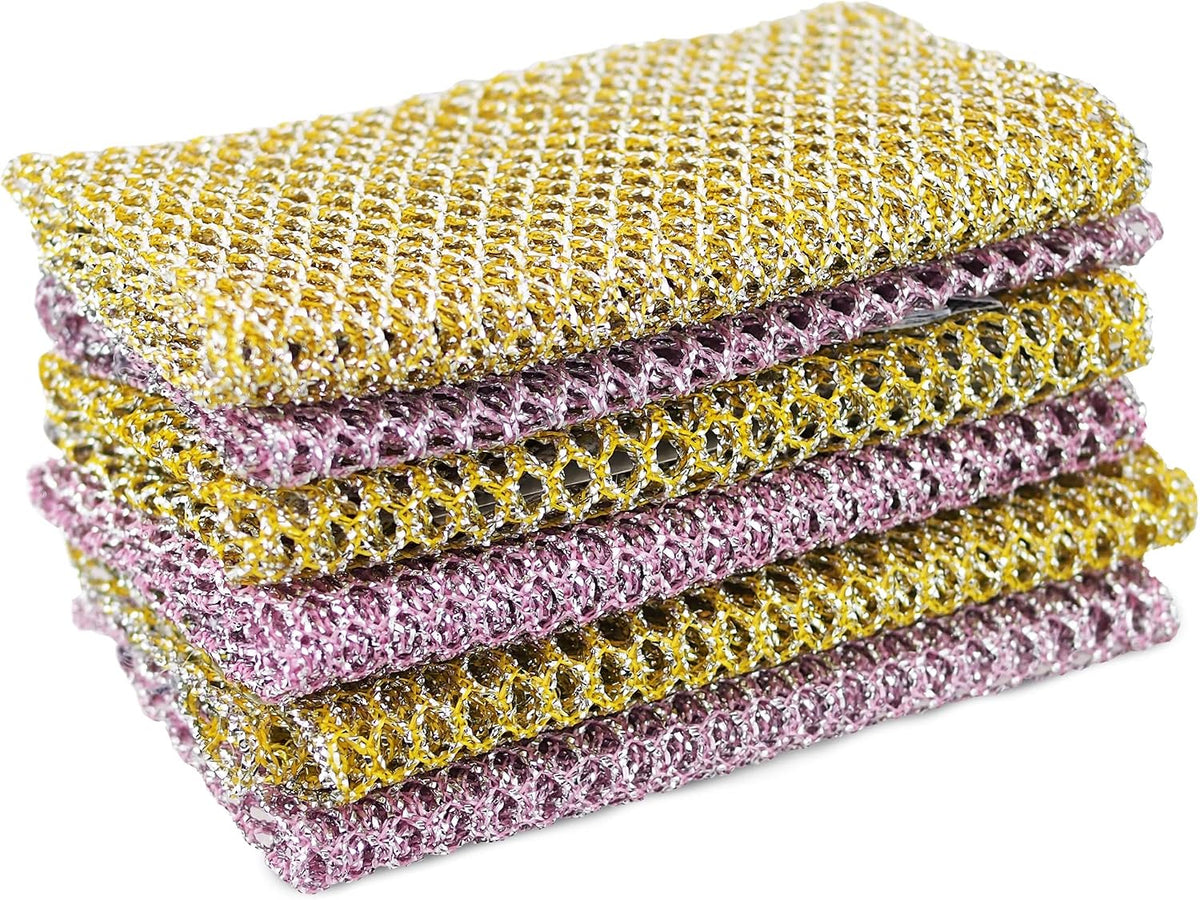 Non-Scratch Dish Scrubbers — Outlasts 7+ Sponges, Stays Odor-Free | Replace Smelly Kitchen Sponges | Non-Absorbent Mesh | Safe on Non-Stick, Cast Iron, Glass | Made in Korea Since 2012