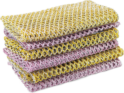 Non-Scratch Dish Scrubbers — Outlasts 7+ Sponges, Stays Odor-Free | Replace Smelly Kitchen Sponges | Non-Absorbent Mesh | Safe on Non-Stick, Cast Iron, Glass | Made in Korea Since 2012