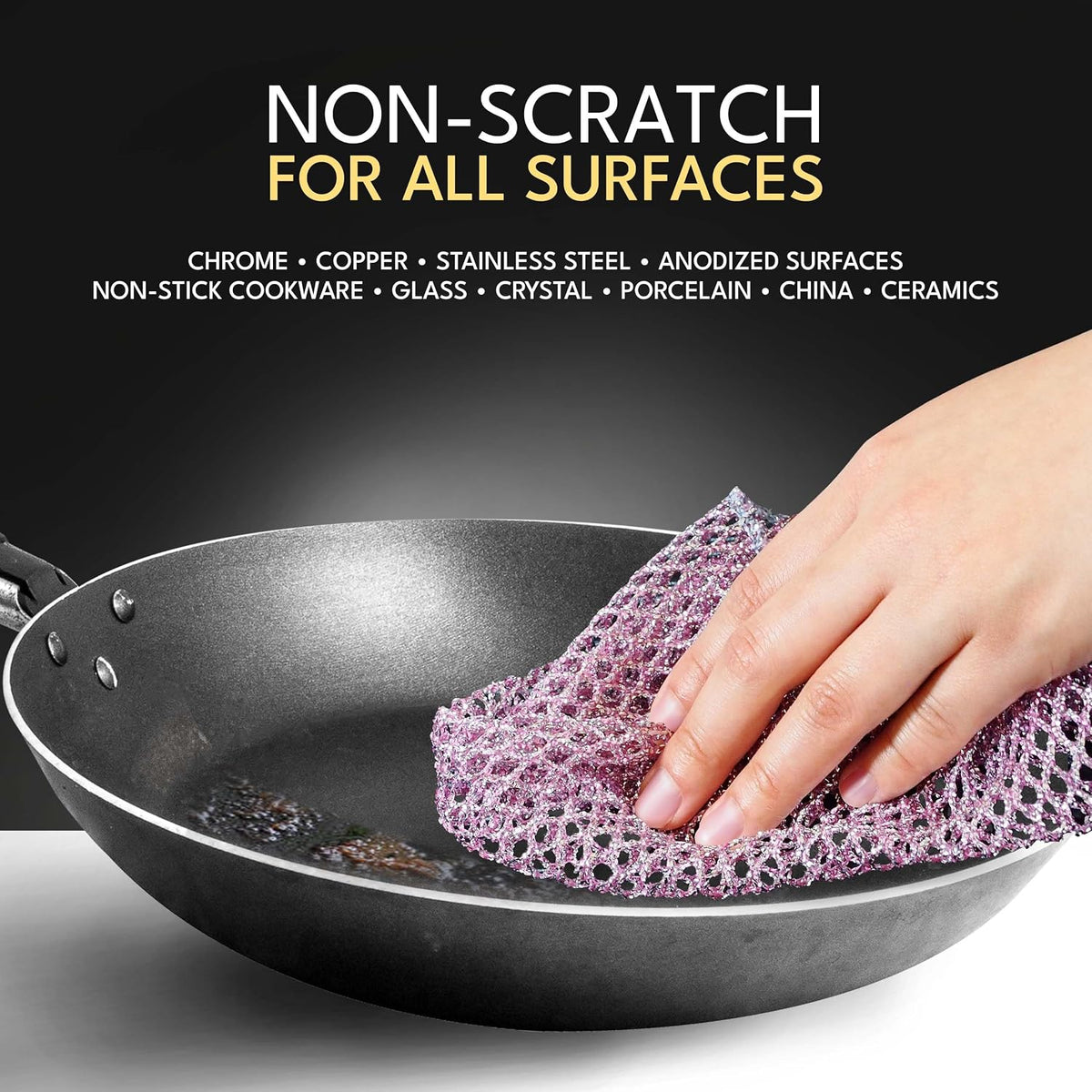 Non-Scratch Dish Scrubbers — Outlasts 7+ Sponges, Stays Odor-Free | Replace Smelly Kitchen Sponges | Non-Absorbent Mesh | Safe on Non-Stick, Cast Iron, Glass | Made in Korea Since 2012